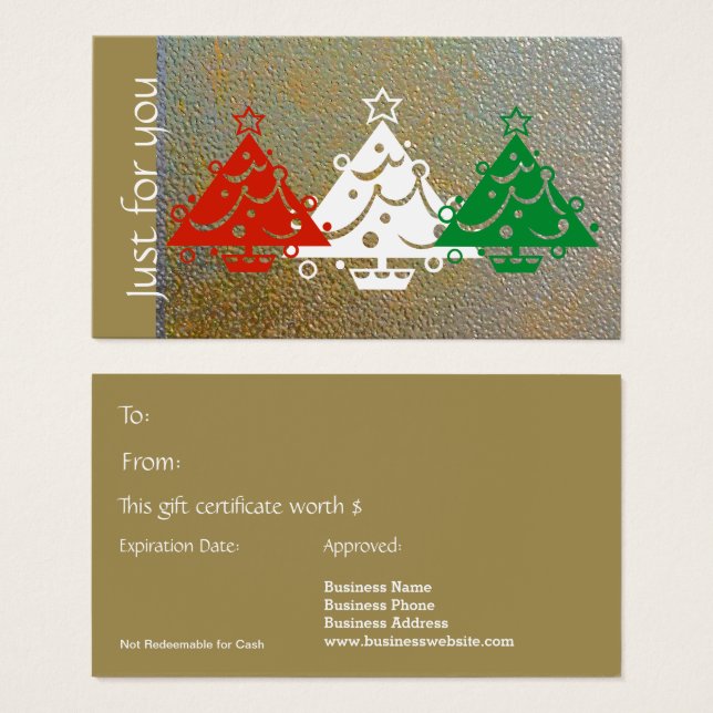 Einfache Weihnachts Red Green Gold Geschenkkarte (Vorne & Hinten)