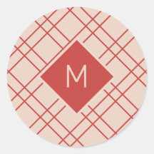 Einfache Weihnachts-Rot- und Creme-Monogramm-Karos