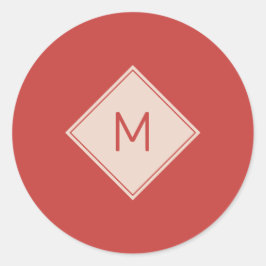 Einfache Weihnachts-Rot- und Creme-Monogramm-Karos Runder Aufkleber