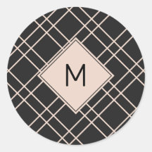 Einfache Weihnachts-Schwarz-Creme-Monogramm-Karos