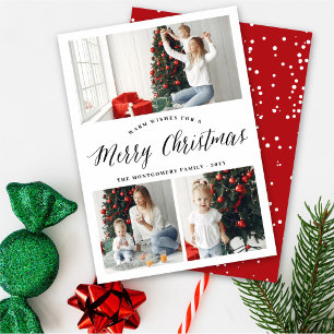 Einfache Weihnachts-Script-Weihnachtsfotokarte Feiertagskarte