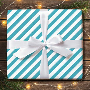 Einfache Weihnachts-Türkis-Diagonalstreifen Geschenkpapier