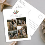 Einfache Weihnachts Wasserfarben Blumenfoto Collag Feiertagspostkarte<br><div class="desc">Die weihnachtliche Weihnachtskarte Watercolor Grüne Foto Collage Holiday Postcard bietet eine wunderschöne Aquarelldarstellung der saisonalen Vegetation und der heiligen Beeren,  zusammen mit vier Fotos.</div>