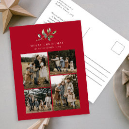 Einfache Weihnachts Wasserfarben Blumenfoto Collag Feiertagspostkarte