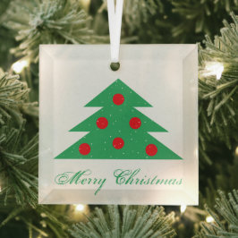 Einfache Weihnachtsbaum Green Red Merry Script Ornament Aus Glas