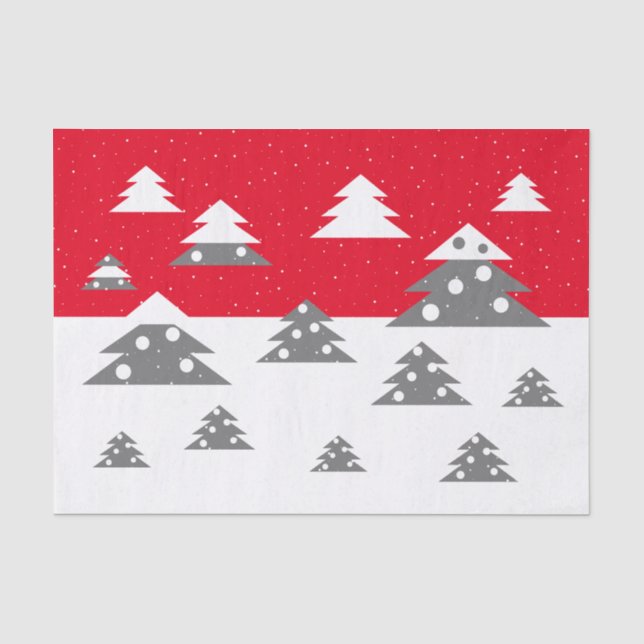 Einfache Weihnachtsbaum Muster Schneeschuhwanderun Seidenpapier (Vorderseite)