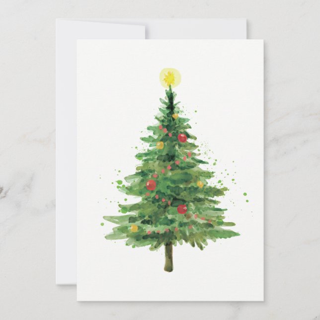 Einfache Weihnachtsbaum | Party zum Abendessen Einladung (Vorderseite)
