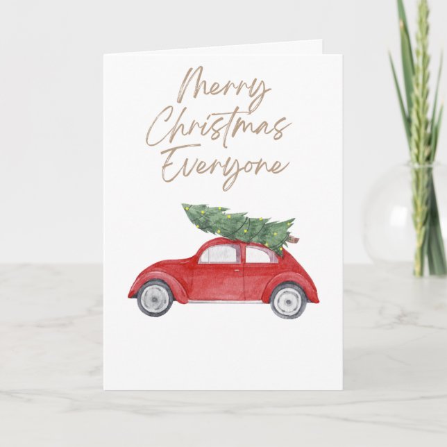 Einfache Weihnachtsbaume auf dem Autodach Karte (Vorderseite)