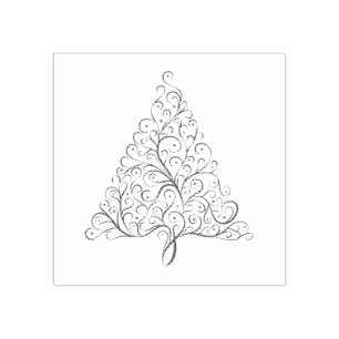 Einfache Weihnachtsbaume in Rot und Grün Geblüht Gummistempel