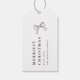 Einfache Weihnachtsbohne Schwarz/Weiß Personalisie Geschenkanhänger
