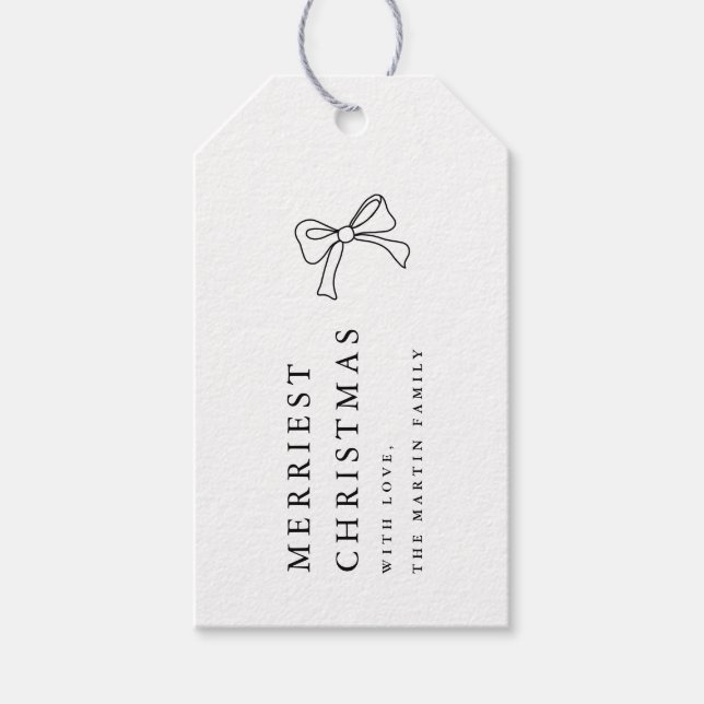 Einfache Weihnachtsbohne Schwarz/Weiß Personalisie Geschenkanhänger (Vorderseite)