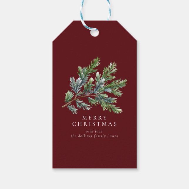 Einfache Weihnachtsfarbe Blüte Geschenkanhänger (Vorderseite)