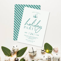 Einfache Weihnachtsfeier Party Einladung Green
