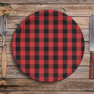 Einfache Weihnachtsfeiertage Buffalo Karo Pattern Pappteller