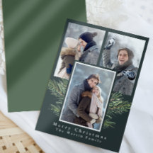 Einfache Weihnachtsgrün Drei Fotos