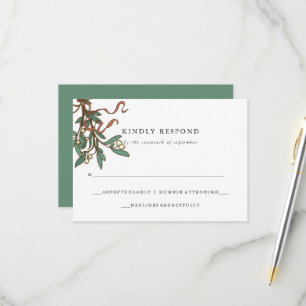 Einfache Weihnachtshochzeit unter dem Mistelzweig RSVP Karte