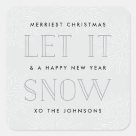 Einfache Weihnachtskleber | "Let it Snow" Quadratischer Aufkleber
