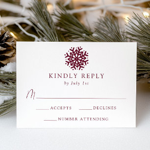 Einfache Wein-Schneeflocken-Hochzeit RSVP Karte