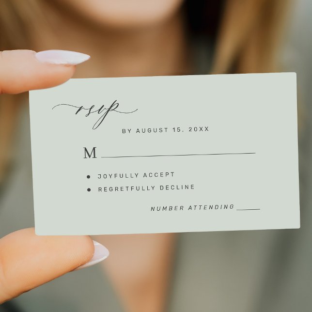 Einfache Weise grüne Hochzeit RSVP Begleitkarte (Available in bigger sizes)