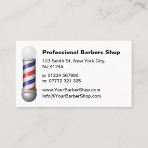 Einfache weiße Barbers Pole Friseursalon Visitenka Visitenkarte