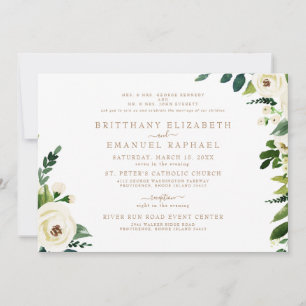 Einfache Weiße Beide Eltern Gold Text Hochzeit Einladung