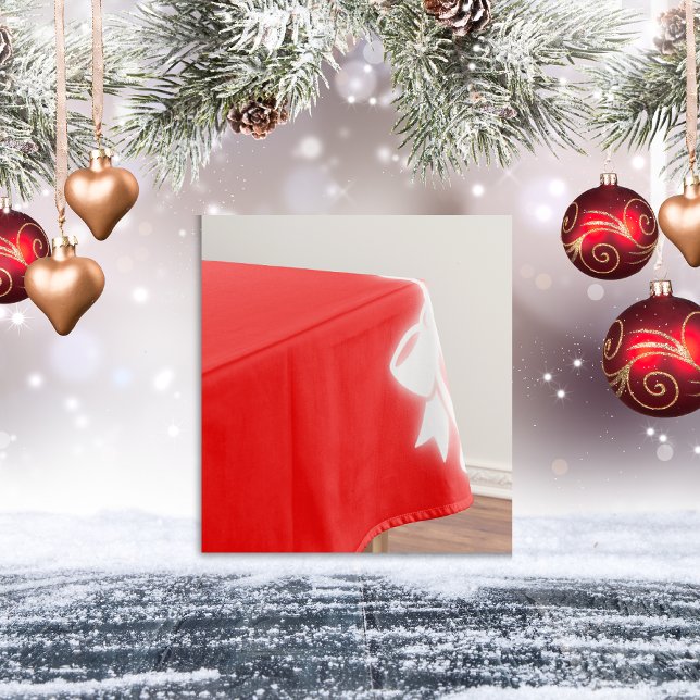 Einfache, weiße Dekoration Weihnachten auf Rot | Tischdecke (Von Creator hochgeladen)