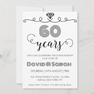 einfache weiße Einladungen zum 60. Hochzeitstag
