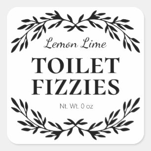 Einfache, weiße, feine Toilettenreinigungsetikette Quadratischer Aufkleber