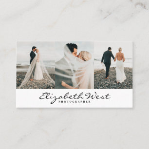 Einfache weiße Fotografie, trendy Foto Kalligraphi Visitenkarte