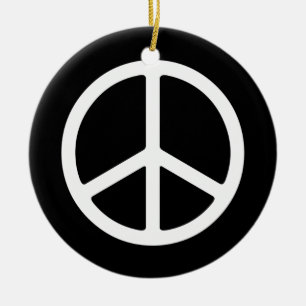 Einfache weiße Friedenszeichen-Verzierung Keramik Ornament