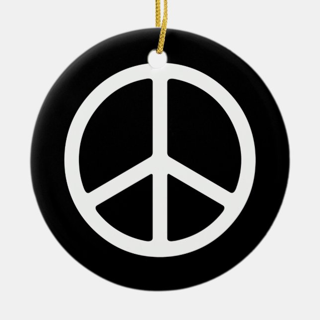 Einfache weiße Friedenszeichen-Verzierung Keramik Ornament (Vorne)