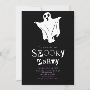 Einfache Weiße Geist-Minimalist-Halloween-Party Einladung