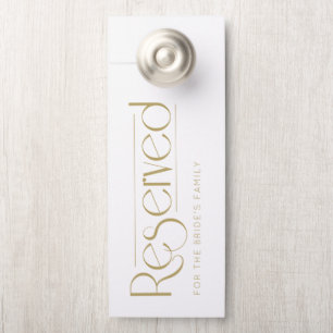 Einfache Weiße Goldene Hochzeit Reserviert Türanhänger
