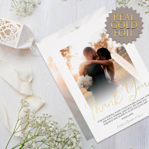Einfache Weiße Goldfolie Moderne Paarfoto Hochzeit Folieneinladung