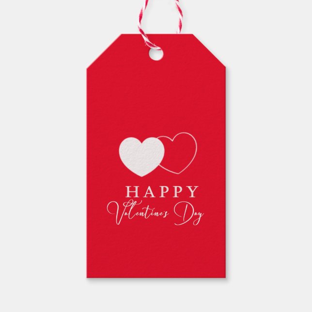 Einfache weiße Herzen | Zum Valentinstag Geschenkanhänger (Vorderseite)