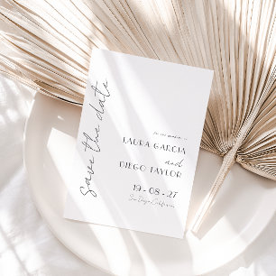 Einfache weiße Hochzeit Save The Date
