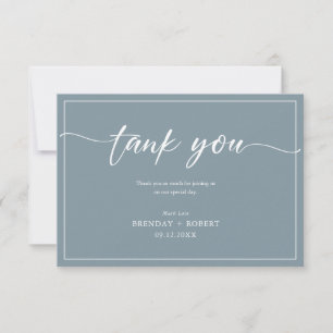 Einfache weiße Kalligraphie auf Blue-Gray Vielen D Dankeskarte