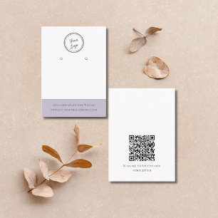 Einfache Weiße & Lila Ohrring-Auslage QR-Code-Log Visitenkarte