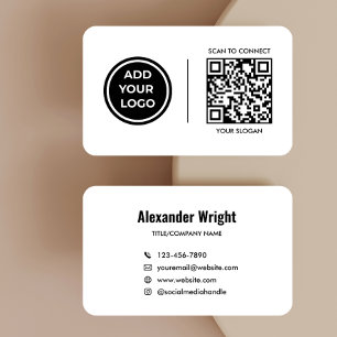 Einfache weiße Logo-Scan-Code-Kontakt-Visitenkarte Visitenkarte