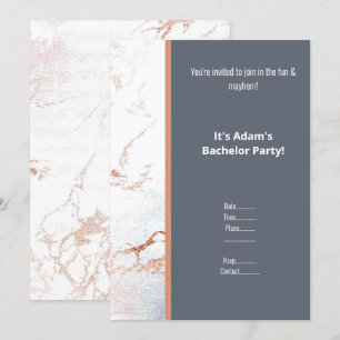 EINFACHE WEISSE MARMOR-ROSE GOLD BACHELOR PARTEI EINLADUNG