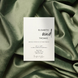 Einfache, weiße, moderne minimalistische Hochzeit Einladung
