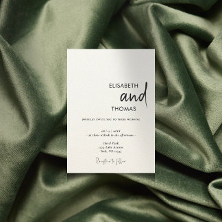 Einfache, weiße, moderne minimalistische Hochzeit Einladung