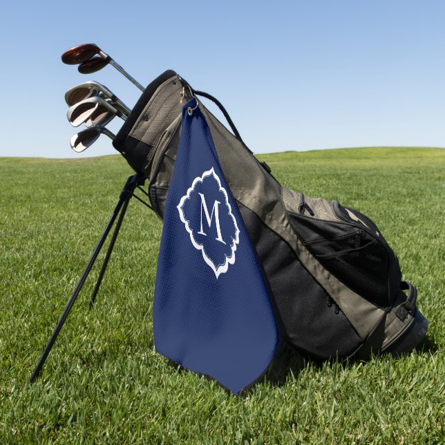 Einfache weiße Monogramm Golfhandtuch (Gras)