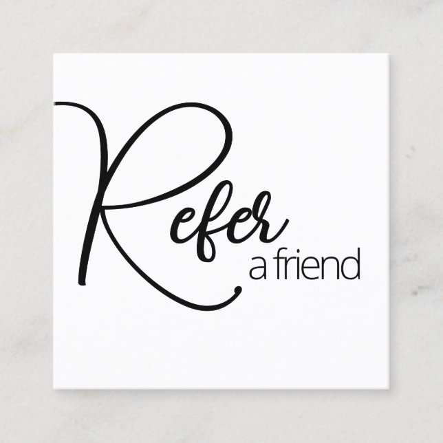 Einfache weiße Refer-a-Friend-Empfehlungskarte Empfehlungskarte (Vorderseite)