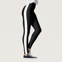 Einfache, weiße Seite Streifen auf schwarz Leggings