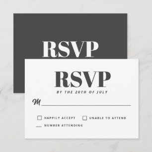 Einfache Weißkohle Grau Moderne Minimalistische UA RSVP Karte