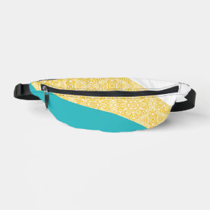 Einfache Wellen - Blumenmuster Türkis und Gelb Bauchtasche