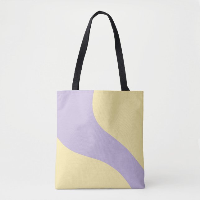 Einfache Wellen in Pastellgelb und Lila Tasche (Vorderseite)