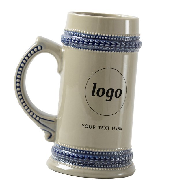 Einfache Werbung für Logos und Texte Bierglas (Simple logo with custom text business branding promotional beer stein mug)