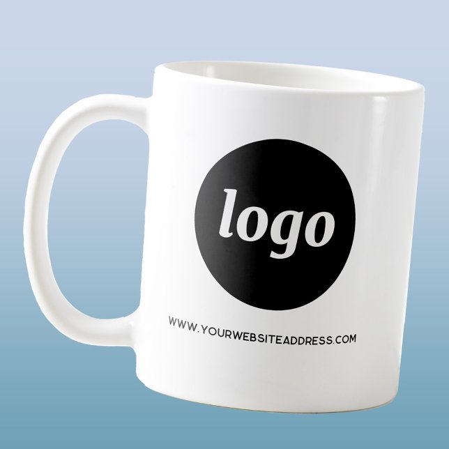 Einfache Werbung für Logos und Texte Kaffeetasse (Simple logo with custom text business branding promotional coffee mug)